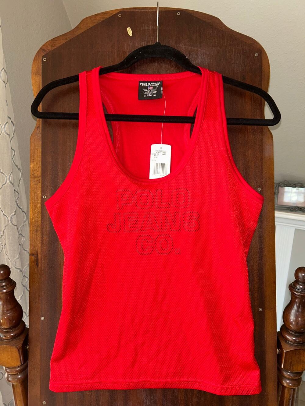 NWT Vintage medium Y2K Polo Jeans Co Ralph Lauren Tank Top Spellout mesh